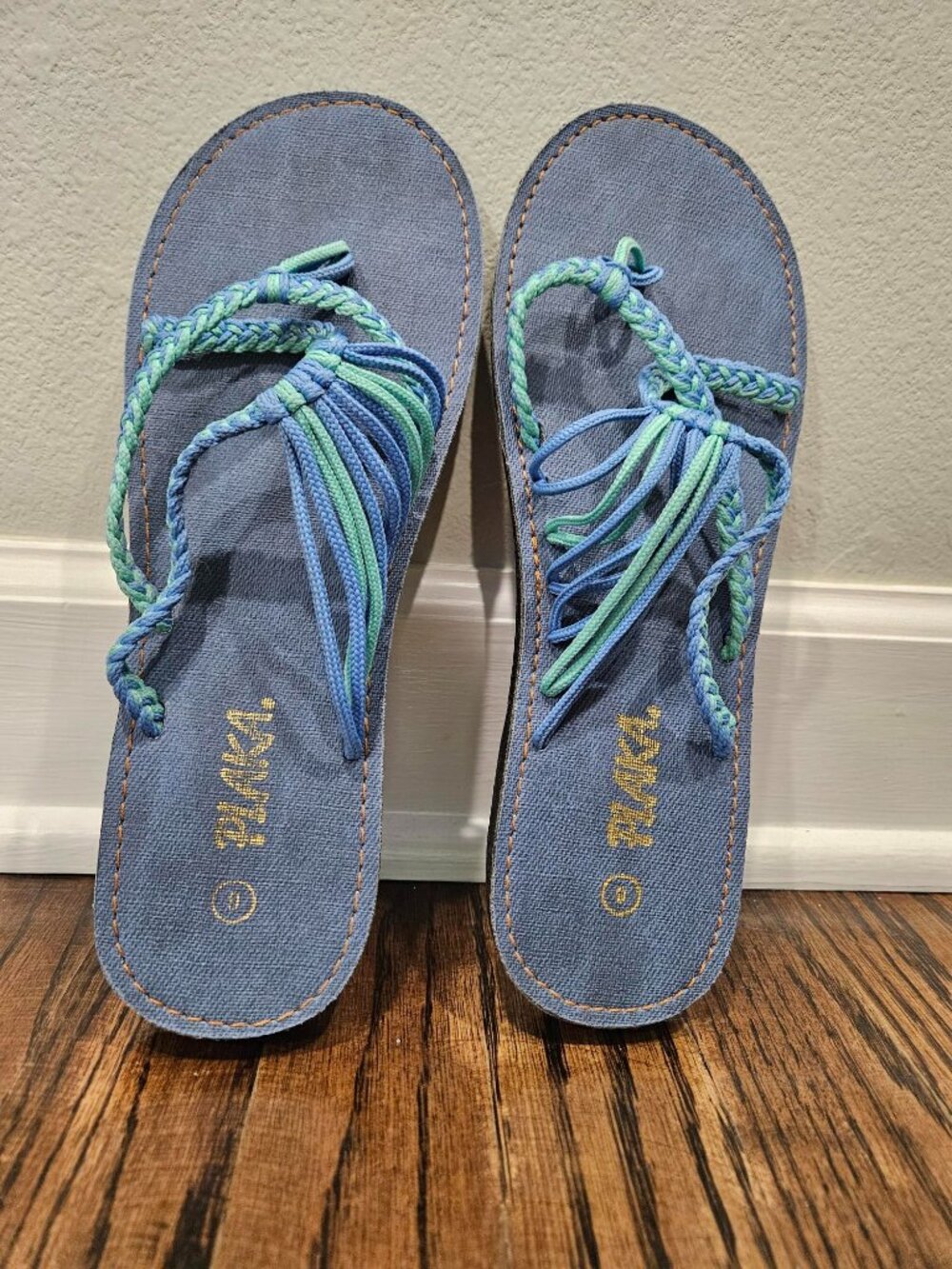 Plaka Turquoise-Blue Oceanside Flip Flop Sandals Size 9